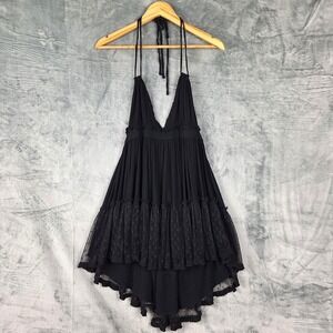 Womens Dress Medium Babydoll Y2K Midi Fairy Grunge Halter Asymmetric Tiered